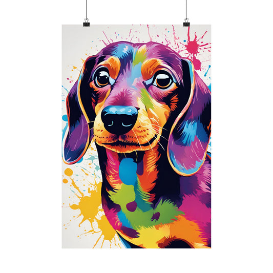 Multicolored Dachshund 01 Matte Vertical Poster