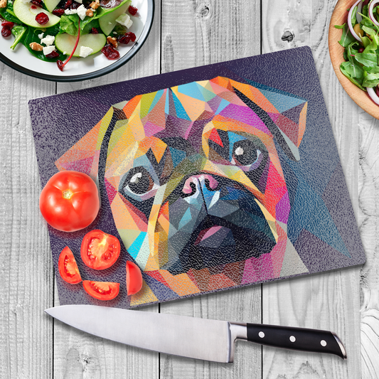 Pug 01 Glass Chopping Board