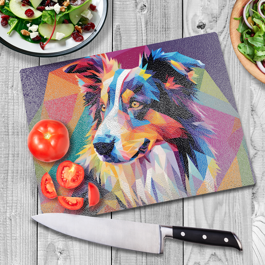 Border Collie Glass Chopping Board