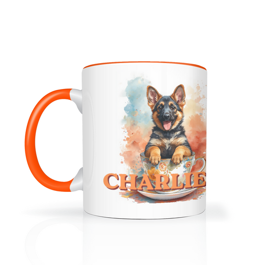 Pup In A Cup Two Tone Mug German Shepherd (Charlie)