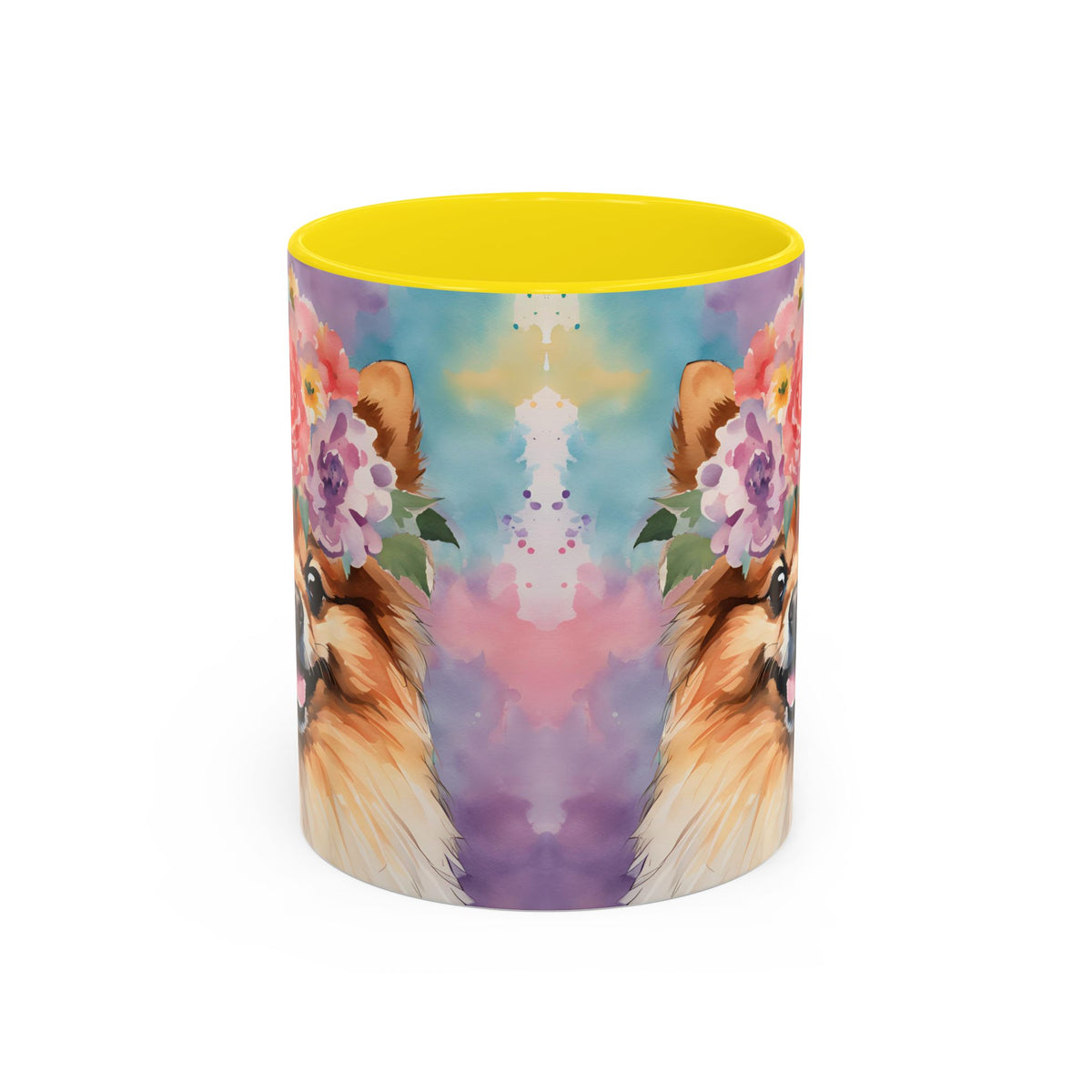 Pomeranian dog design printed on an 11oz ceramic coffee mug