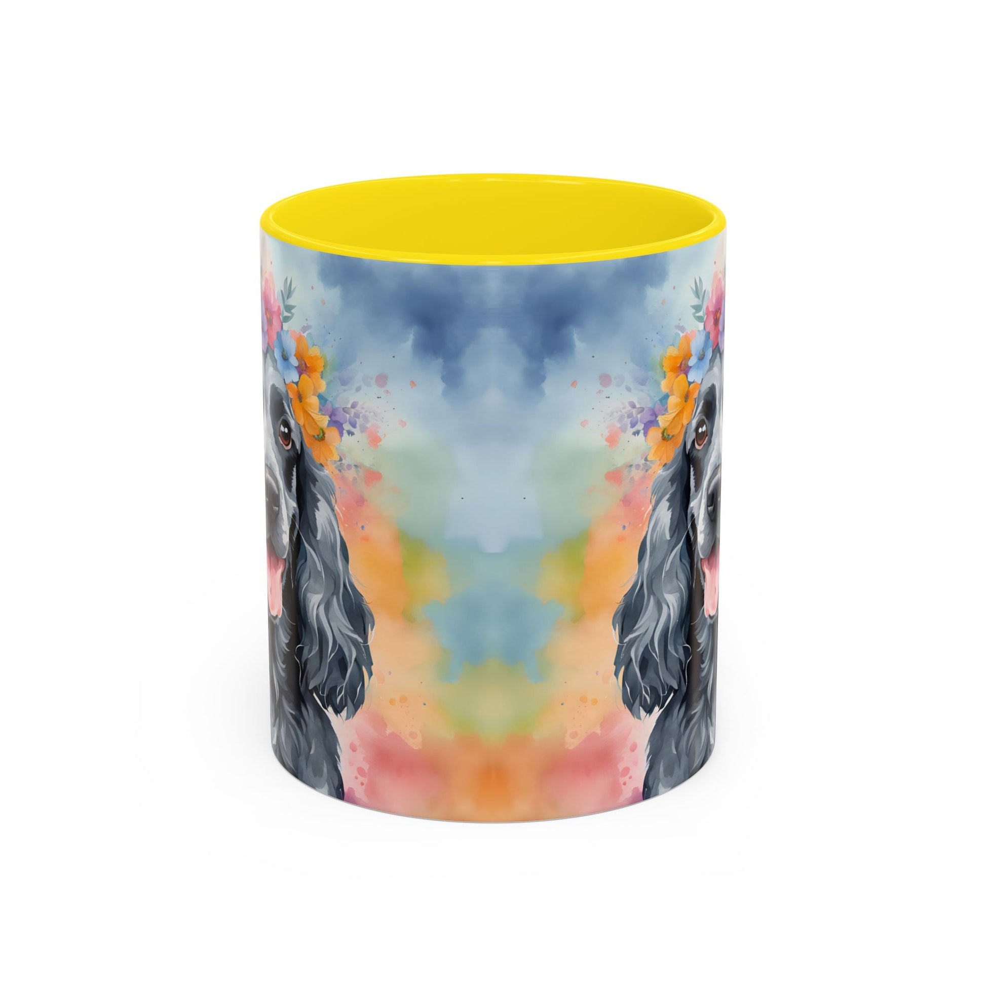 Blue Roan Cocker Spaniel dog design printed on an 11oz ceramic coffee mug