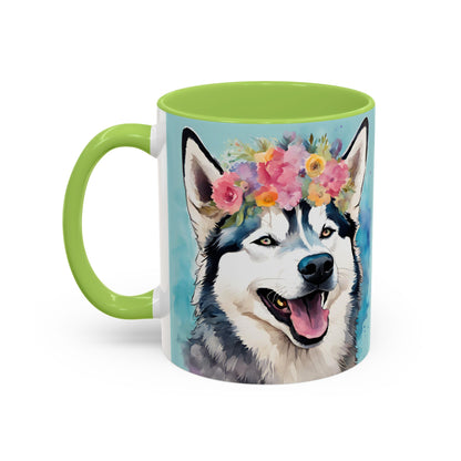 Husky 02 Accent Coffee Mug - Dog Lover Gift