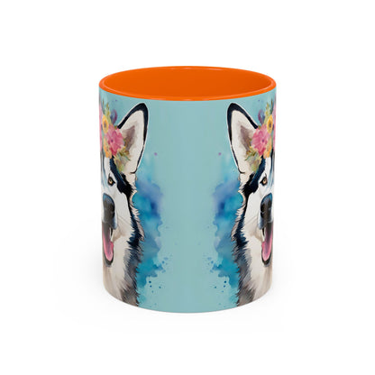 Husky 02 Accent Coffee Mug - Dog Lover Gift