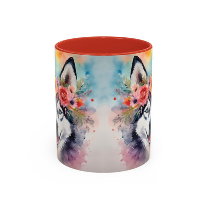 Husky 04 Accent Coffee Mug - Dog Lover Gift