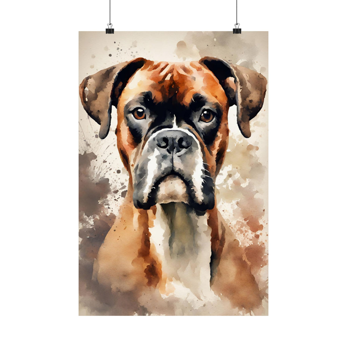 Boxer dog design printed on a matte poster