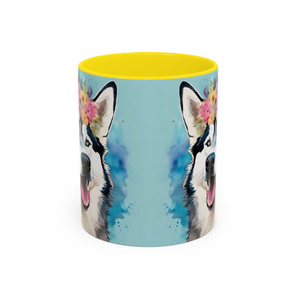 Husky 02 Accent Coffee Mug - Dog Lover Gift