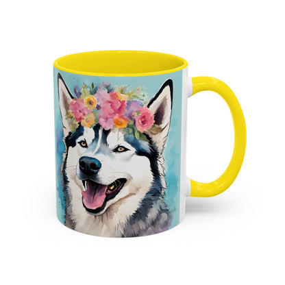 Husky 02 Accent Coffee Mug - Dog Lover Gift