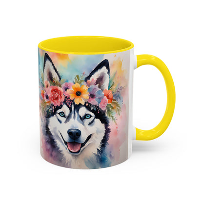 Husky 04 Accent Coffee Mug - Dog Lover Gift