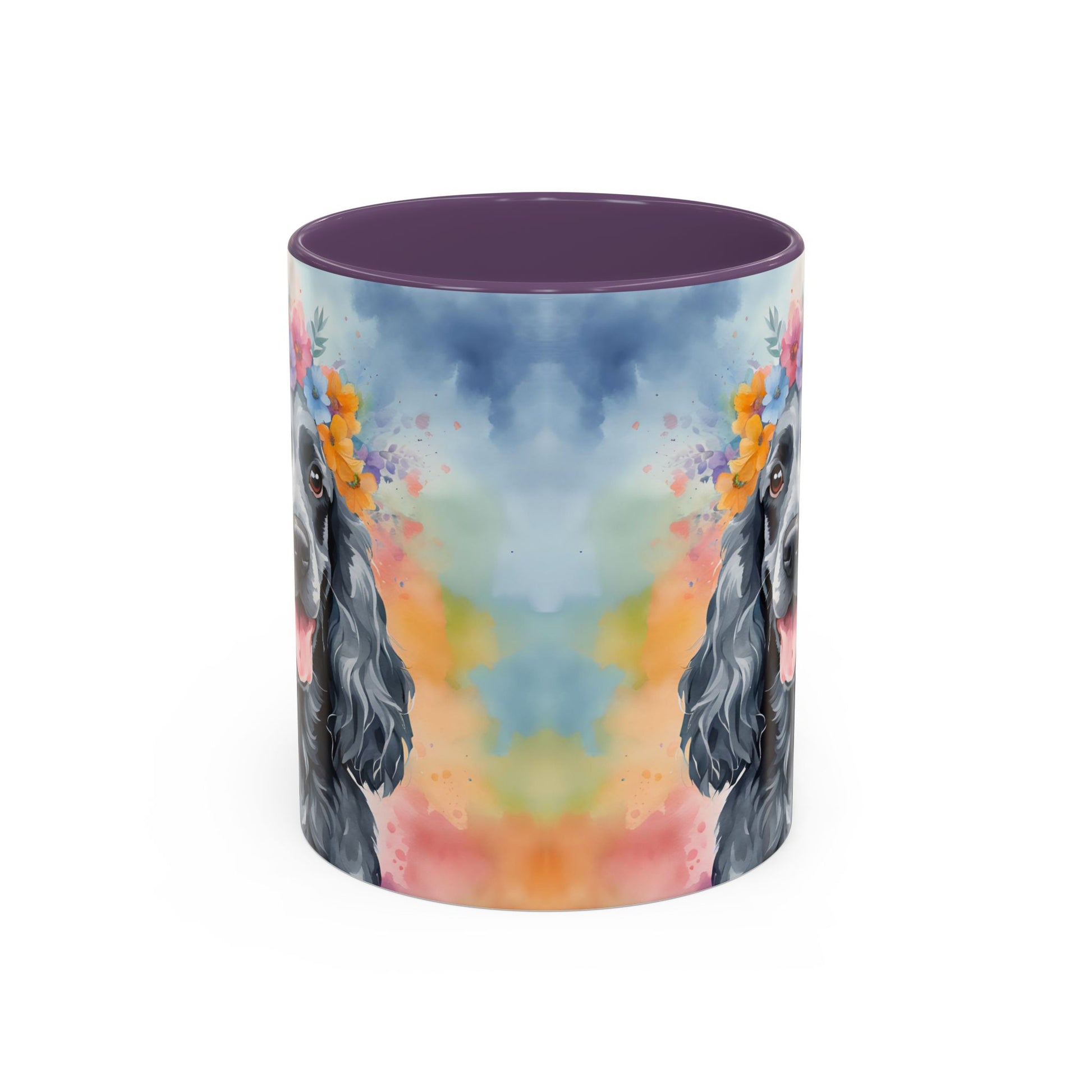 Blue Roan Cocker Spaniel dog design printed on an 11oz ceramic coffee mug
