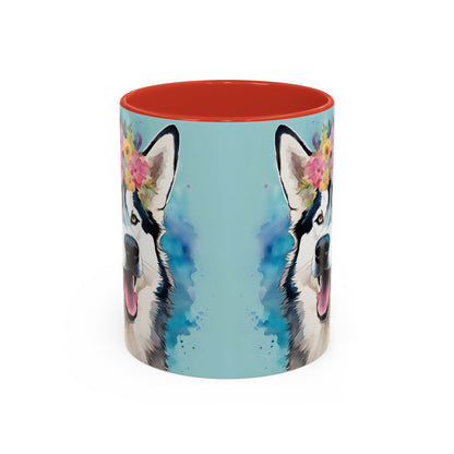 Husky 02 Accent Coffee Mug - Dog Lover Gift