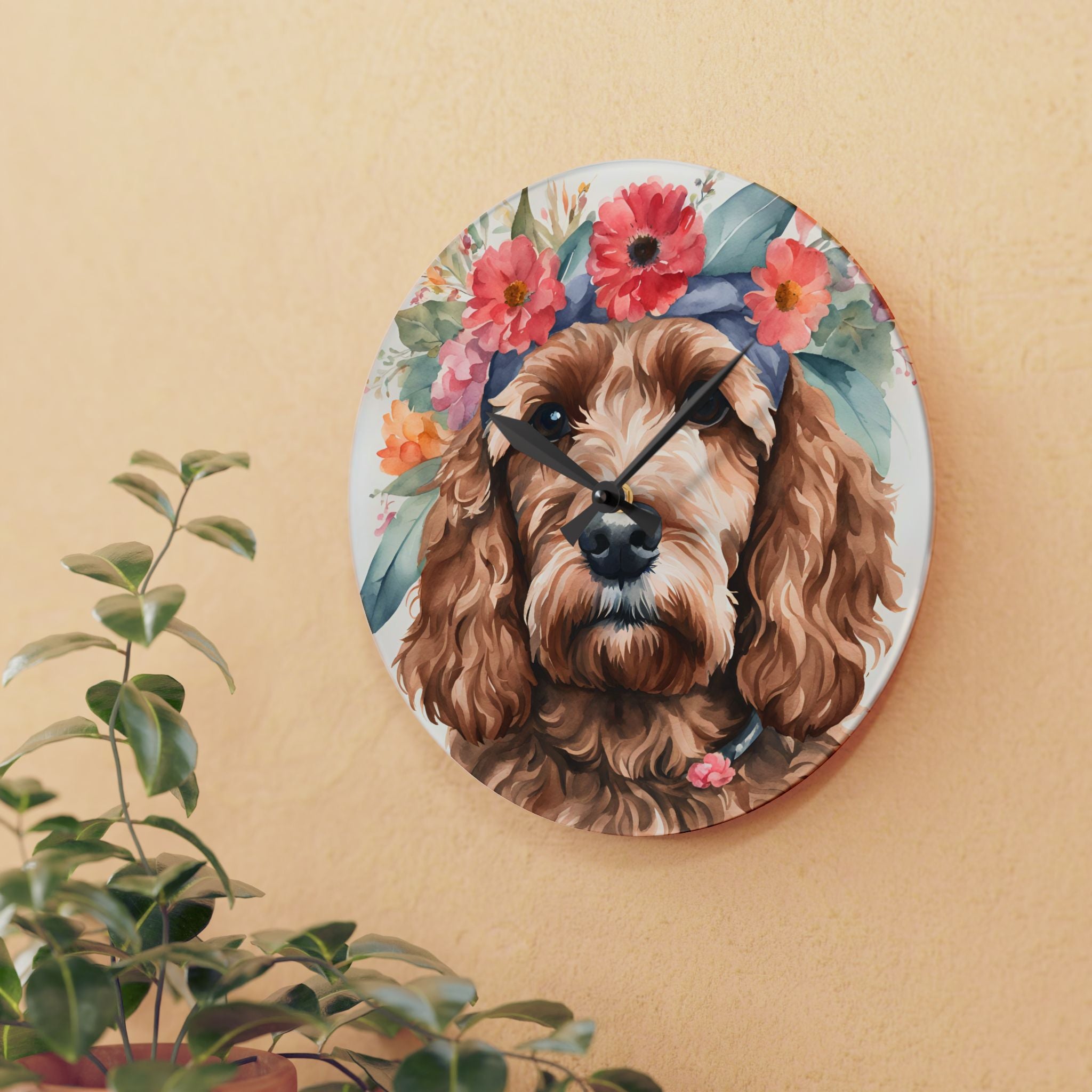 Cockapoo Silhouette Clock Cockapoo 01 Dog Wall Clock – dogstastic