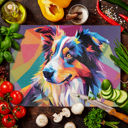 Border Collie Glass Chopping Board
