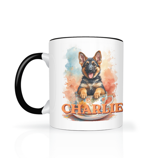 Pup In A Cup Two Tone Mug German Shepherd (Charlie)